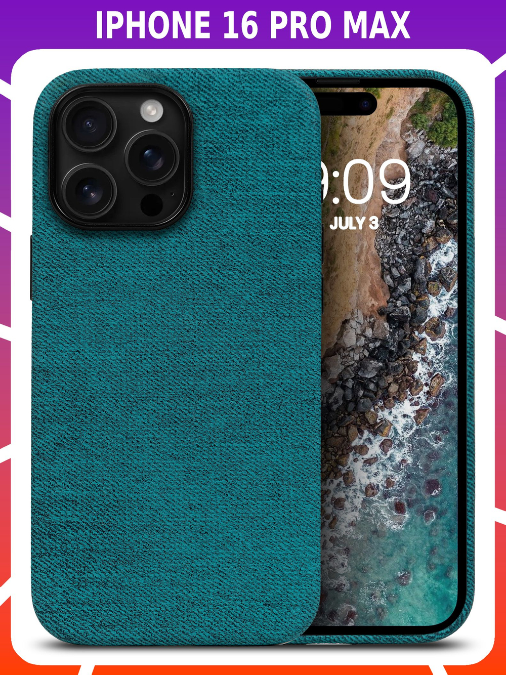 Мягкий тканевый чехол для IPHONE 16 PRO MAX с бархатной подкладкой и усиленной защитой камеры
