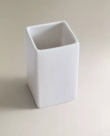 ZARA HOME ФАЯНСОВЫЙ СТАКАН ДЛЯ ЗУБНЫХ ЩЕТОК, БЕЛЫЙ