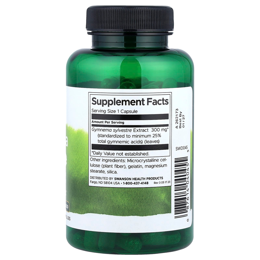 Swanson Vitamins, джимнема (Gymnema sylvestre), стандартизованный экстракт, 300 мг, 120 капсул