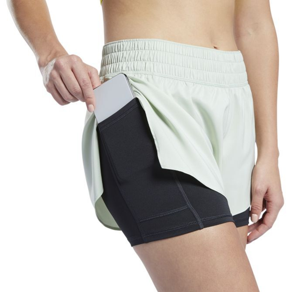 Женские Шорты теннисные Reebok Workout Ready Run 2 in 1 Short W - зеленый