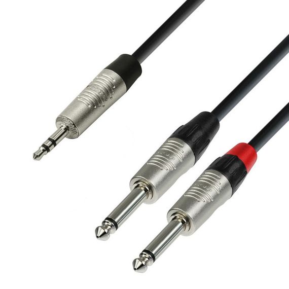 Adam Hall K4 YWPP 0090 - кабель аудио TRS (jack) stereo 3.5 mm - 2 х TRS (jack) mono 6.3 mm, 0.22 мм