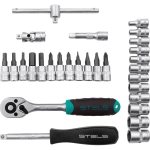 Набор инструментов, 1/4", CrV, 29 предм.// STELS 14100