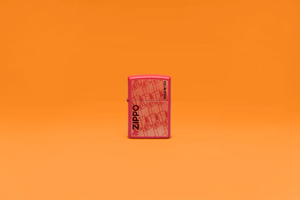 Зажигалка ZIPPO Made in USA Design с покрытием Red Matte, латунь/сталь, красная, 38x13x57 мм, шт
