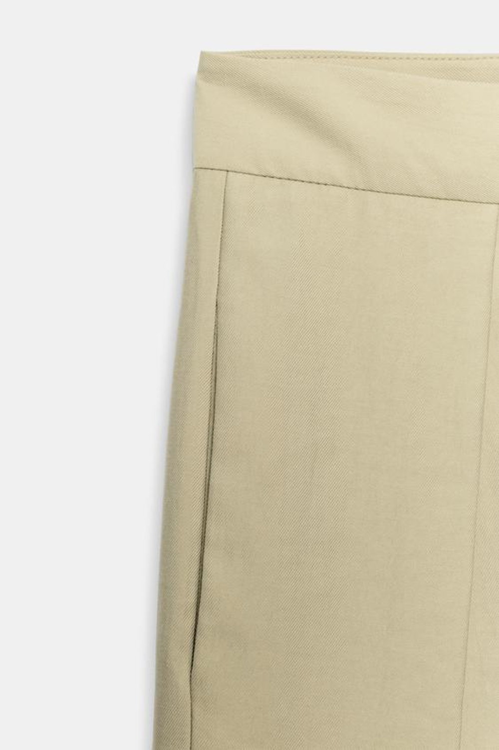 ZARA БРЮКИ WIDE-LEG С ЗАЩИПАМИ — ZW COLLECTION, СВЕТЛО-ОЛИВКОВЫЙ