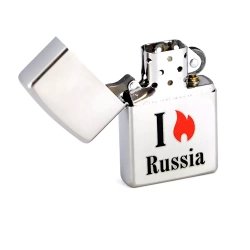 Зажигалка Zippo 205 Flame Russia, Satin Chrome