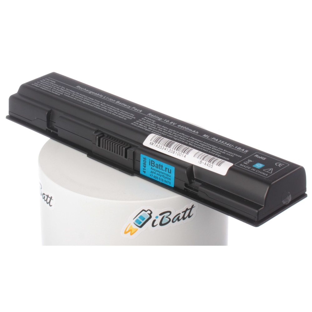 Аккумулятор iBatt 4400mAh, для Satellite A200-23P A300D-205 L300-144 A210-1AP A300D-158 L500-1UU L550-179 L450D