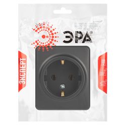 Розетка ЭРА Эксперт 11-2203-05 2P+E Schuko IP20 16A-250В ОУ антрацит | Эра Эксперт