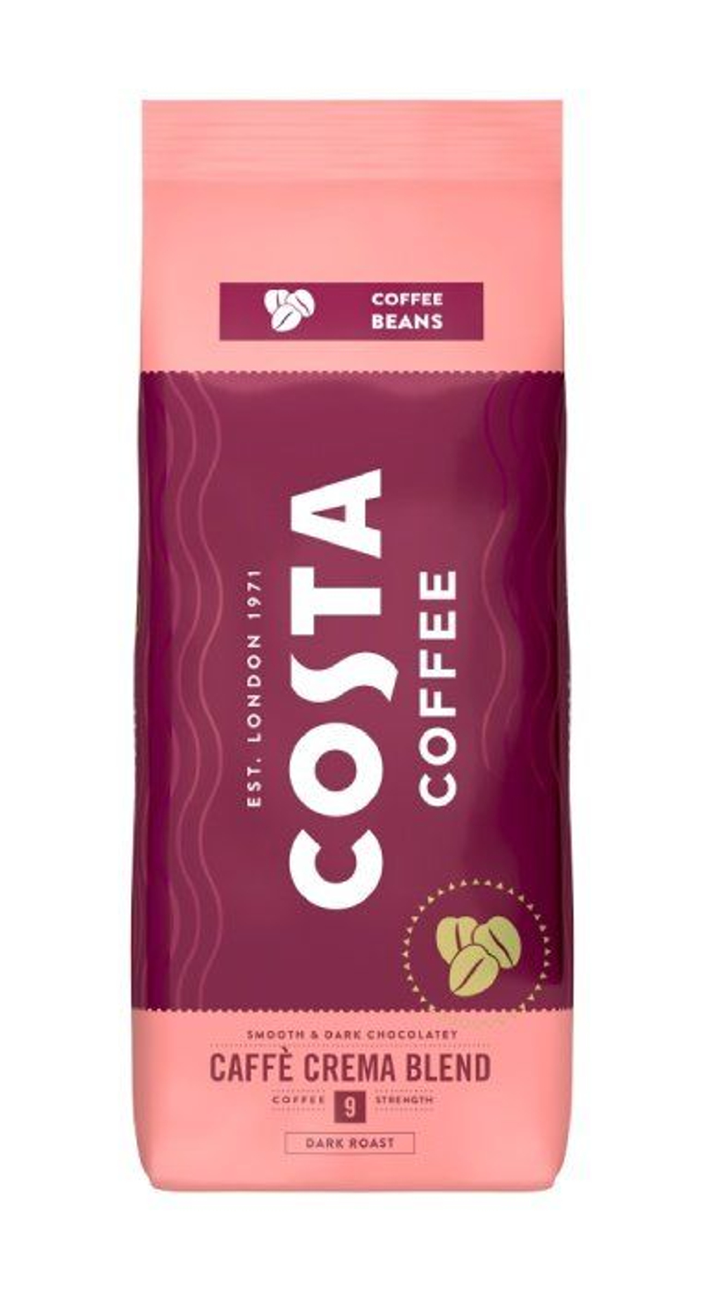 Кофе зерновой Costa Coffee Caffe Crema Blend 9/12 темный , 1 кг (Из Финляндии)