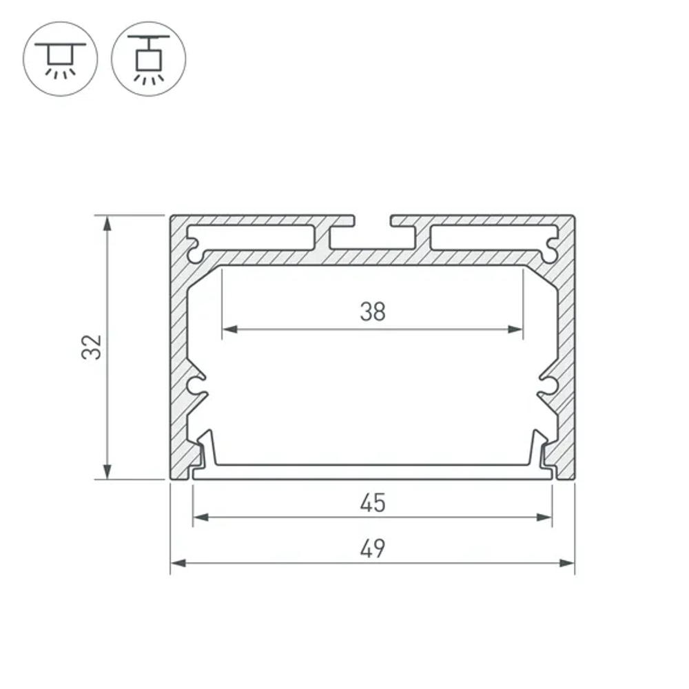 Профиль с экраном SL-LINE-4932-2500 ANOD+OPAL (Arlight, Алюминий) 020465