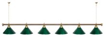 Лампа STARTBILLIARDS 6 пл. (плафоны голубые,штанга золотая,фурнитура золото)