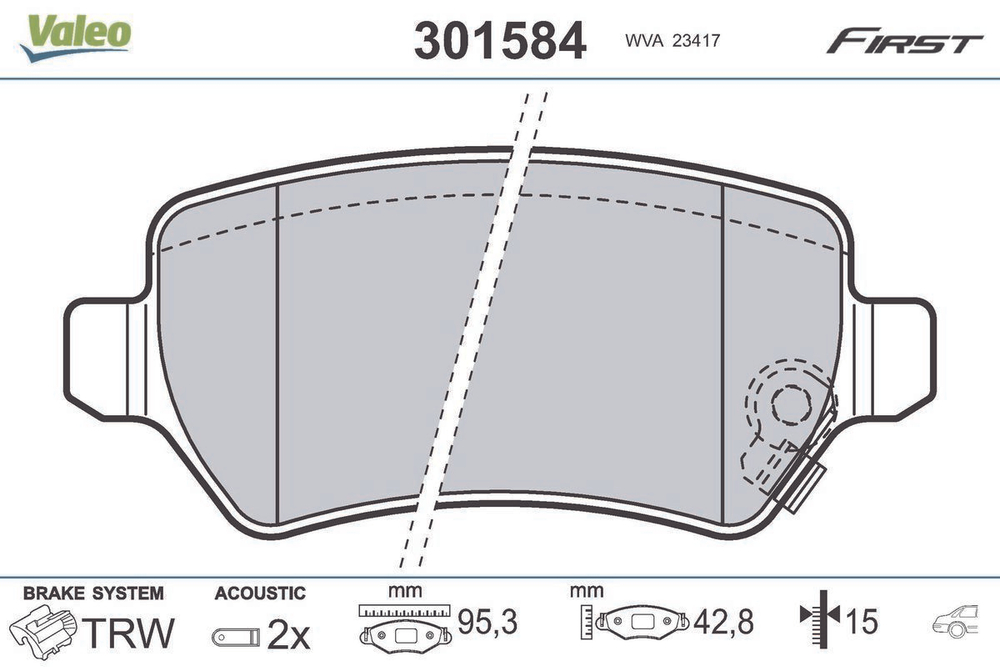 VALEO - 301584-VAL - Brake Pad Set, disc brake