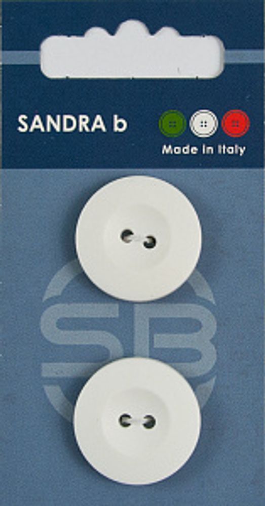 Пуговицы Sandra, размер 23 мм (2 шт на блистере), белый
