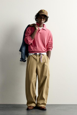 ZARA - FRUIT OF THE LOOM™ ХЛОПКОВАЯ ТРИКОТАЖНАЯ РУБАШКА-ПОЛО, ЦВЕТ ФУКСИИ