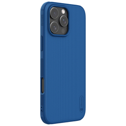 Усиленный чехол синего цвета от Nillkin для iPhone 16 Pro Max, серия Super Frosted Shield Pro