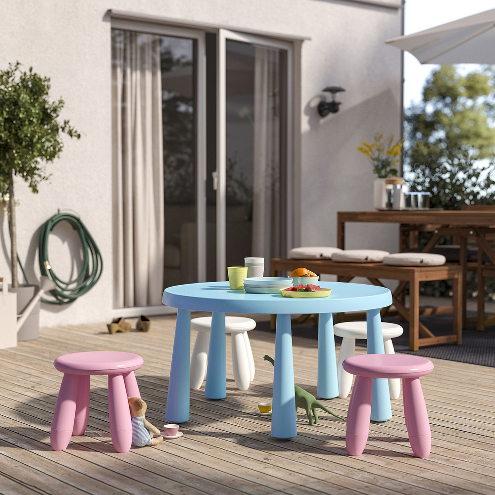 IKEA MAMMUT  (ИКЕА МАММУТ)  -  Табурет детский - для дома и улицы/розовый