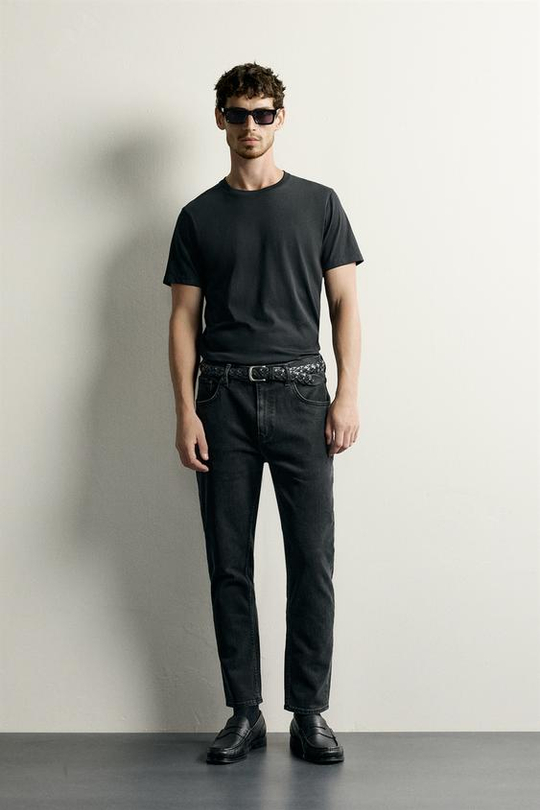 ZARA БАЗОВЫЕ ДЖИНСЫ SLIM FIT, УГОЛЬНЫЙ