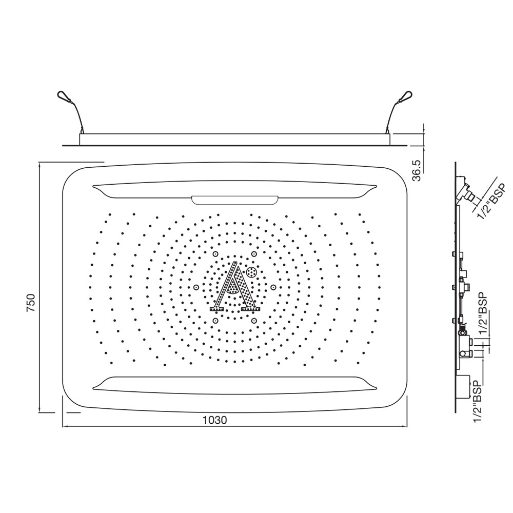 Artize, потолочный душ, Rainjoy, 4-режимн., 1030х750 мм,  Полированная сталь OSA-STL-70015IV6