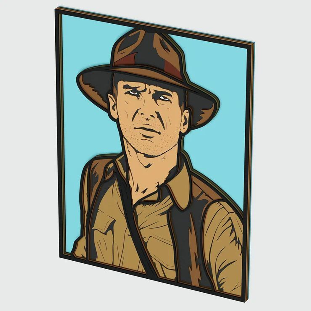 3D Картина по номерам из дерева Индиана Джонс, 38x50 см