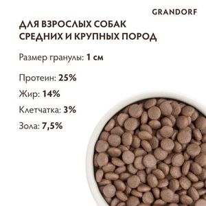 Сухой корм Grandorf DOG White Fish MED&MAXI для взрослых собак средних и крупных пород с белой рыбой