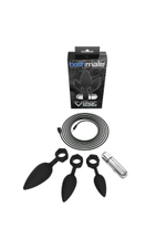 Набор из 3 анальных плагов и вибропули Bathmate Anal Training Plugs VIBE (Цвет: черный с серебристым)