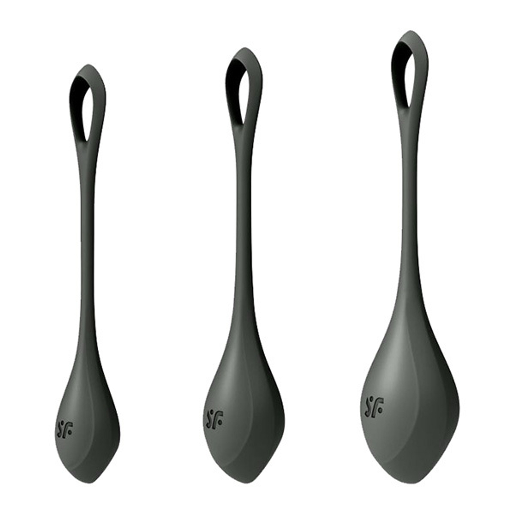 Набор из 3 черных вагинальных шариков 2см, 2,5см и 3см Satisfyer Yoni Power 2