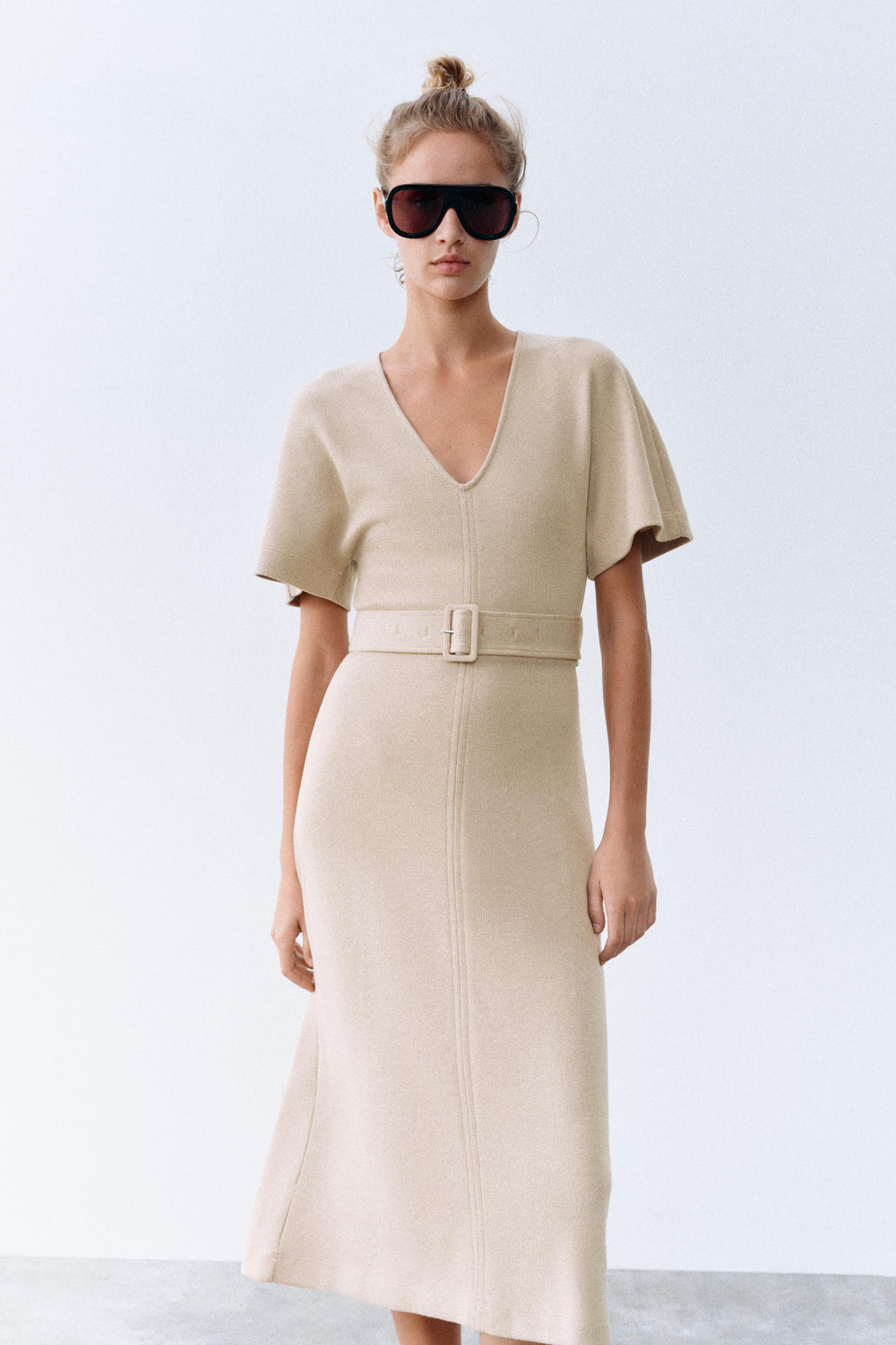 ПЛАТЬЕ МИДИ ИЗ МЯГКОЙ ТКАНИ С РЕМНЕМ — ZARA