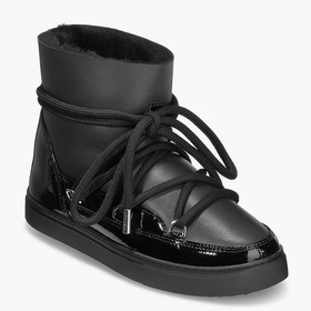 Высокие комбинированные кеды INUIKII Sneaker Gloss Black на меху