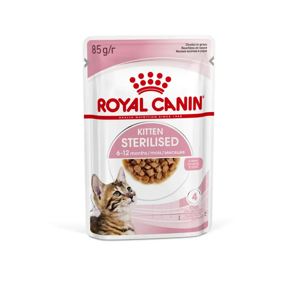 Royal Canin 85г пауч Kitten Sterilised Влажный корм для котят с 4 до 12 месяцев (соус)