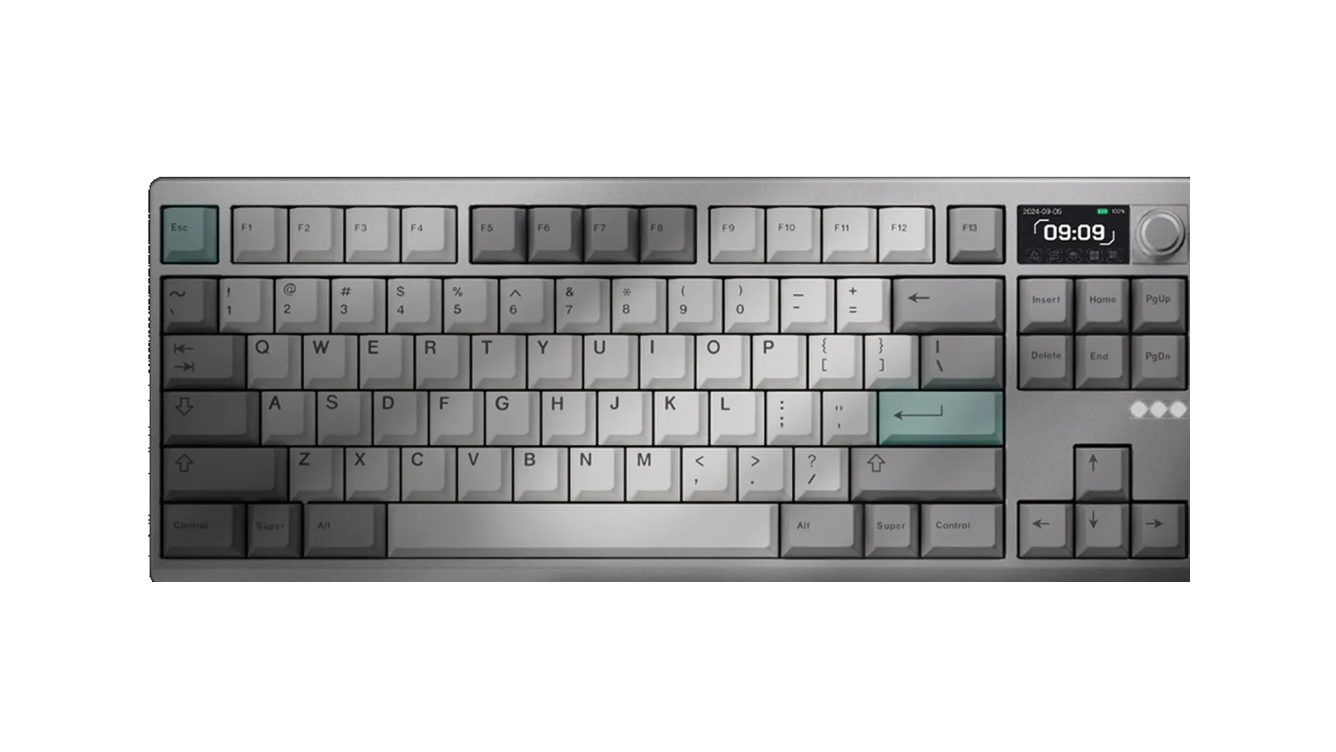 Wuque ZOOM TKL DYNA GT Silver, механическая клавиатура на белом фоне