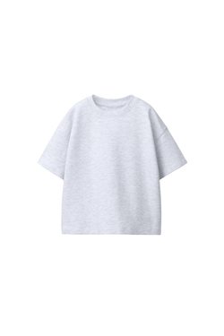 ZARA БАЗОВАЯ ФУТБОЛКА INTERLOCK, СЕРЫЙ МЕЛАНЖ