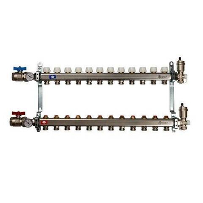 Коллекторная группа для радиаторного отопления STOUT SMS0912 - 1" на 12 контуров 3/4"EK (нерж.сталь)
