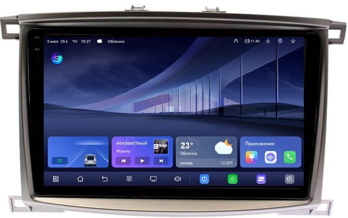 Магнитола для Toyota Land Cruiser 100, Lexus LX470 2002-2007 (экран климата снизу) - Kuberg QLed+2K, Android 14, TS105, Быстрейшая, CarPlay, SIM-слот