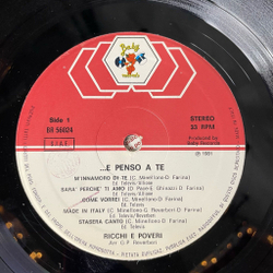 Винтажная виниловая пластинка LP Ricchi and Poveri Богатые и Бедные E Penso A Te (Italy 1981) Stasera Canto