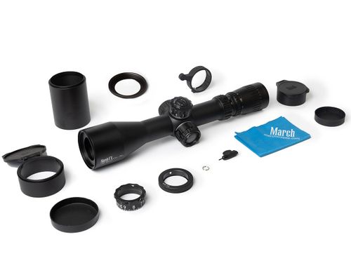 Прицел March-FX 4,5-28x52, сетка FML-TR1, FFP, 34мм, подсветка красная, SF параллакс, поправки 0.1Mil, 845г