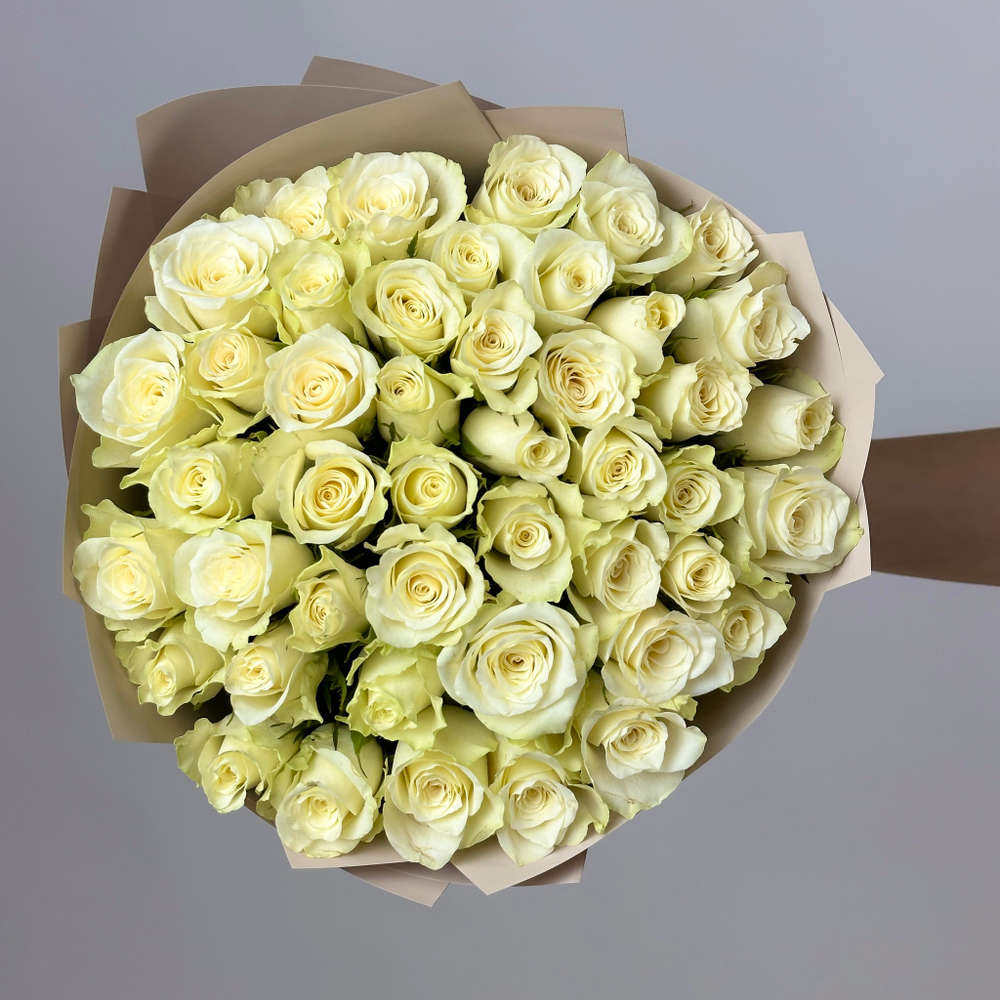 Flower bouquet of 45 white Kenyan roses