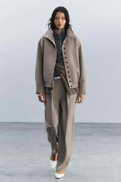 ZARA БРЮКИ ИЗ ШЕРСТИ — ZW COLLECTION, СВЕТЛО-СЕРЫЙ