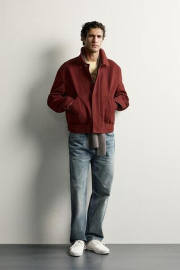 ZARA СТЕГАНАЯ КУРТКА СВОБОДНОГО КРОЯ, БУРГУНДИ