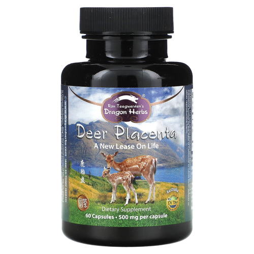 Dragon Herbs, Плацента оленя, 500 мг, 60 капсул