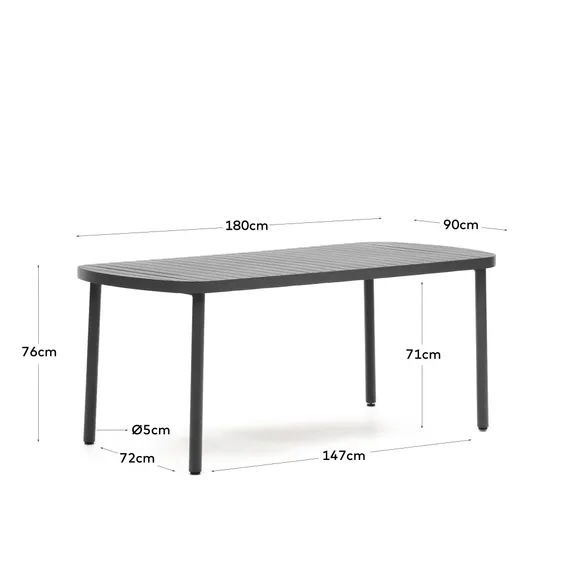 Joncols Уличный алюминиевый стол с серой отделкой 180 x 90 см