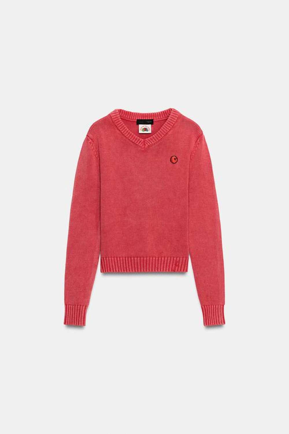 ZARA - FRUIT OF THE LOOM™ ВЯЗАНЫЙ ДЖЕМПЕР С V-ОБРАЗНЫМ ВЫРЕЗОМ, БУРГУНДИ