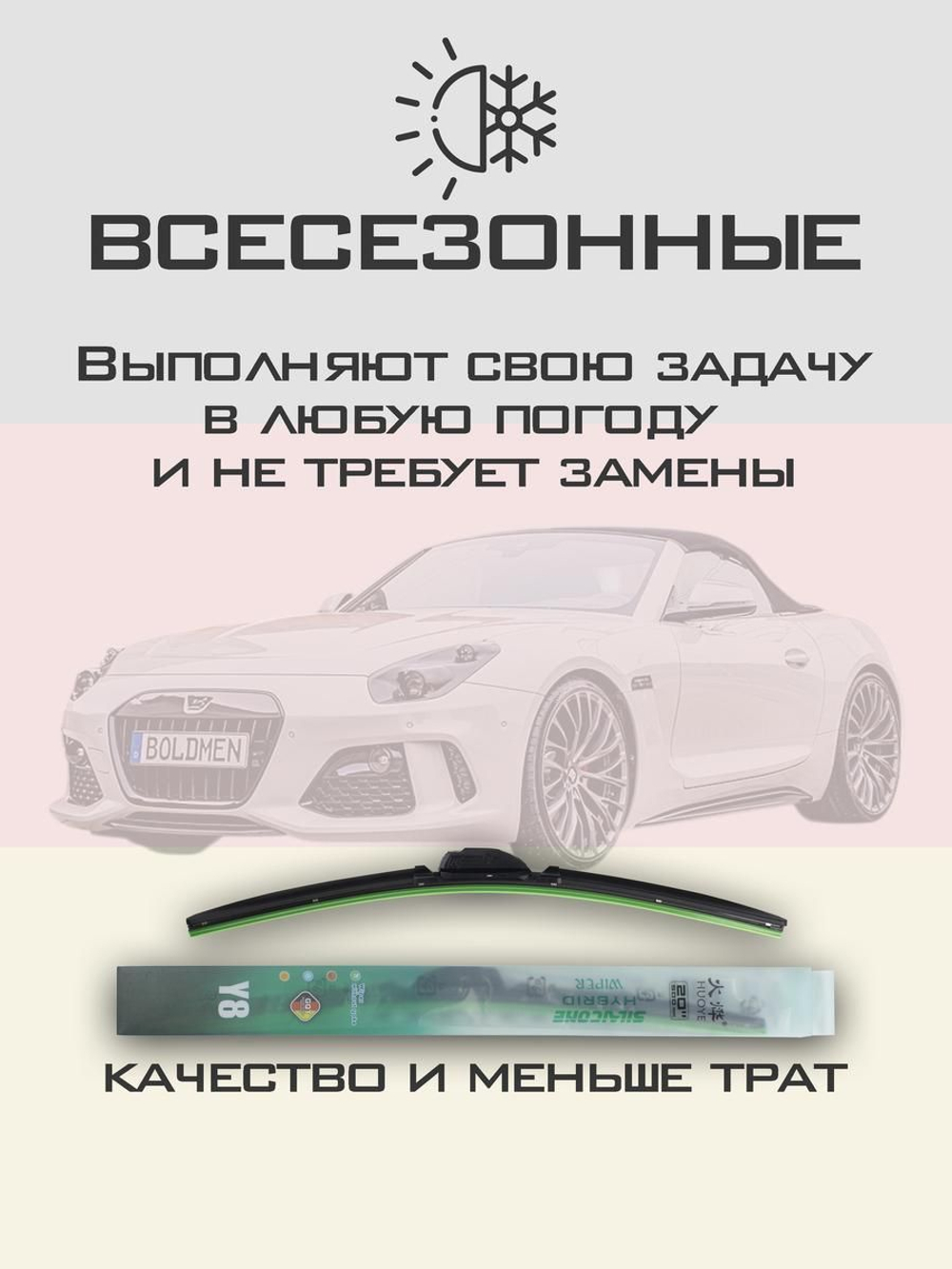 Щетки стеклоочистителя HUOYE Y8 550/525 мм на Boldmen CR4 | Push button
