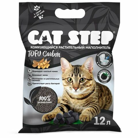 CAT STEP TOFU CARBON Наполнитель растительный комкующийся 12 л