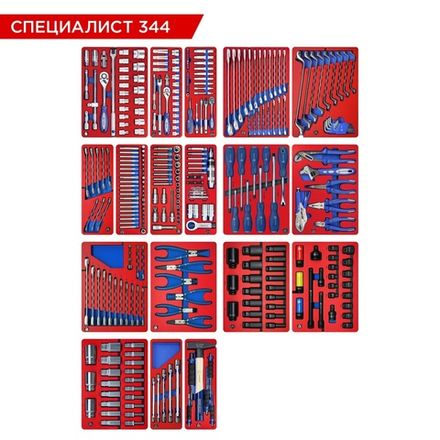 Цена на МАСТАК (5-00344) Набор инструментов "СПЕЦИАЛИСТ 344" для тележки, 18 ложементов, 344 предмета