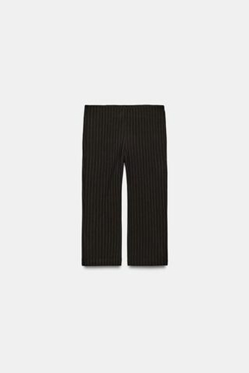 ZARA БРЮКИ КАПРИ В ПОЛОСКУ, КОРИЧНЕВЫЙ/ЭКРЮ