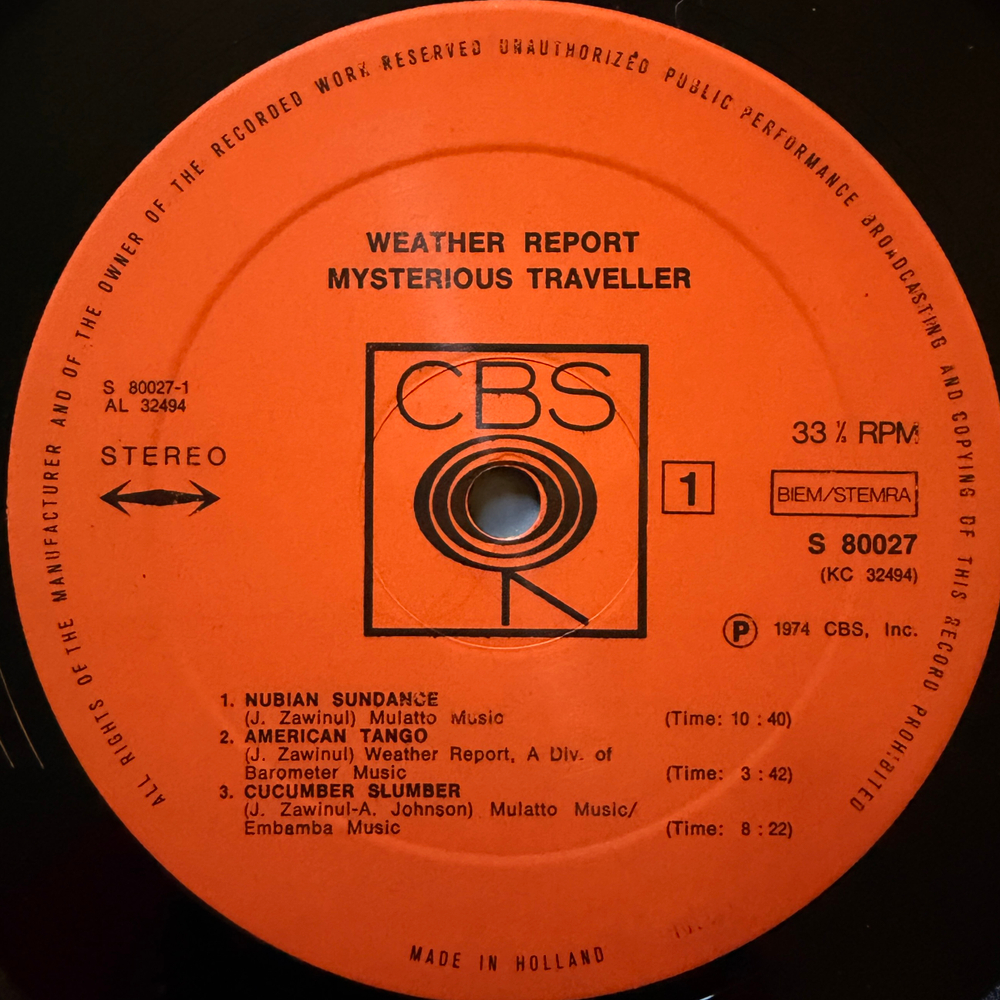 Weather Report ‎– Mysterious Traveller (Голландия 1974г.)