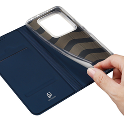 Чехол книжка из PU кожи синего цвета для Xiaomi Poco M7 Pro 5G, серия Skin Pro Series от Dux Ducis