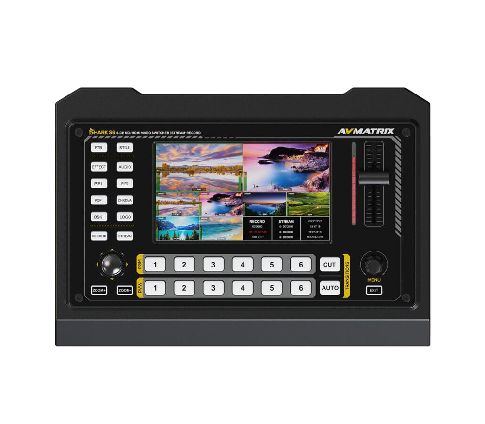 Видеомикшер AvMatrix Shark S6, компактный, стример, 6CH, HDMI/SDI