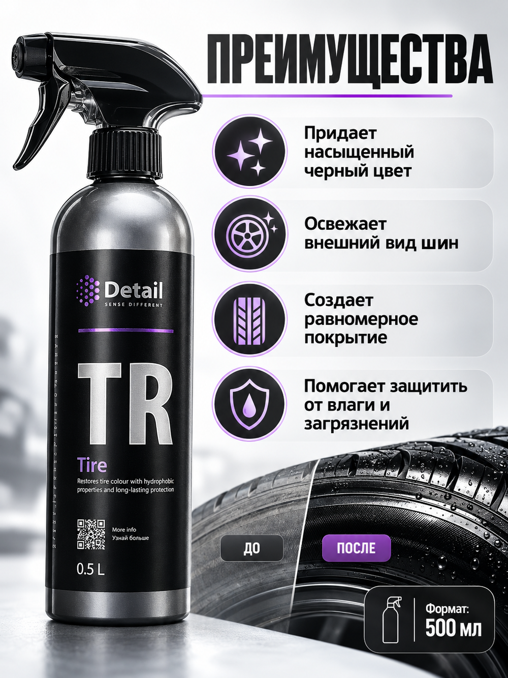 Detail Чернитель шин TR «Tire», 0,5л