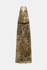 ANIMAL PRINT GEORGETTE HALTER LONG DRESS — ZARA