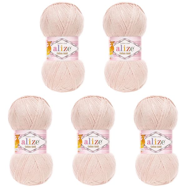 Пряжа Alize (Ализе) Cotton Gold / уп.5 мот. по 100 г, 330м, 382 телесный A